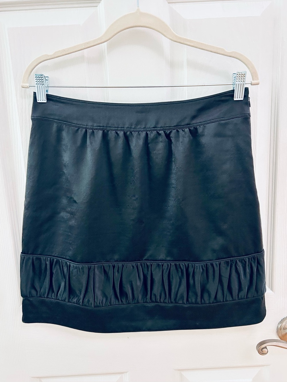 Burberry Black Wool & Silk Ruffle-Hem Mini Skirt